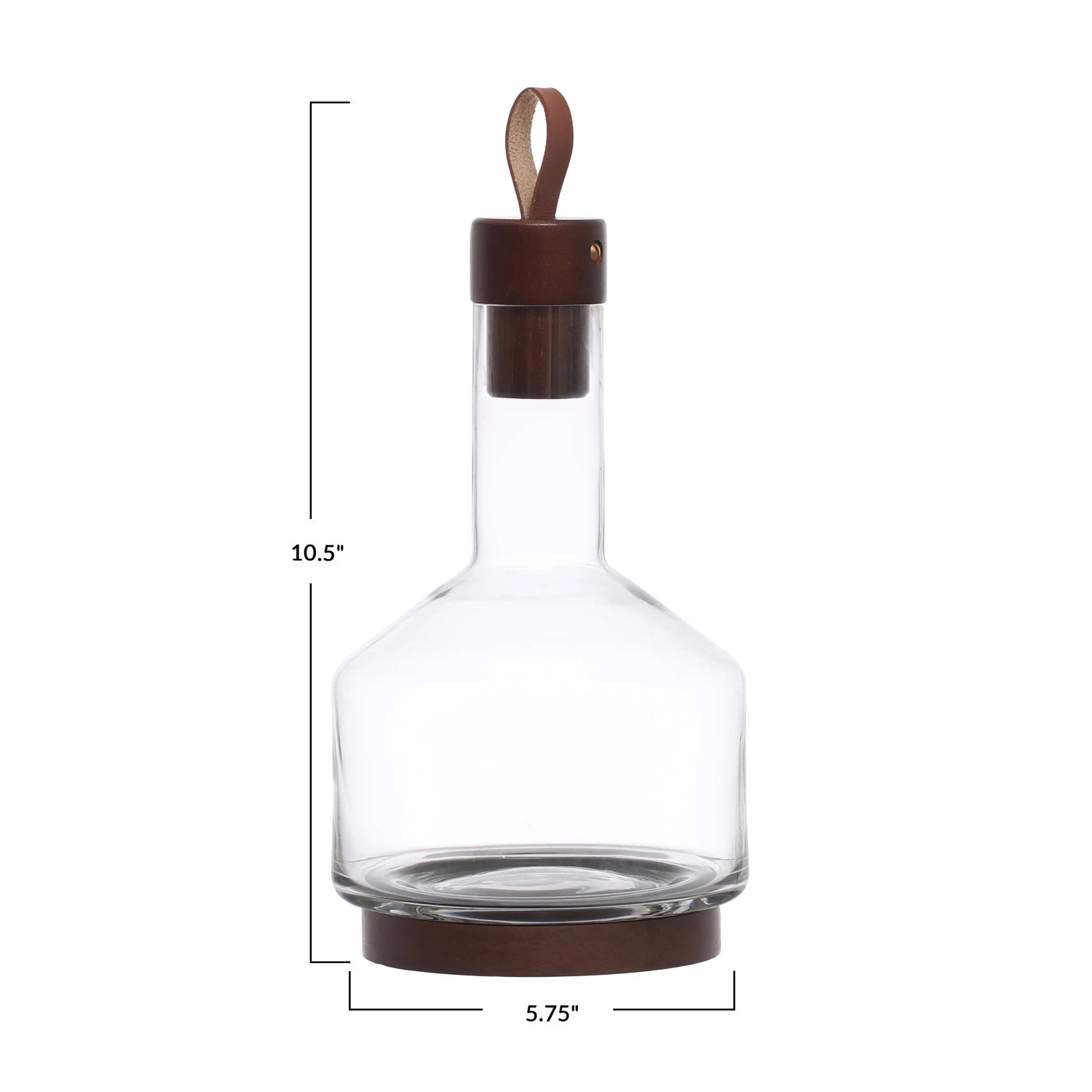 Glass Carafe w/ Walnut & Leather Stopper