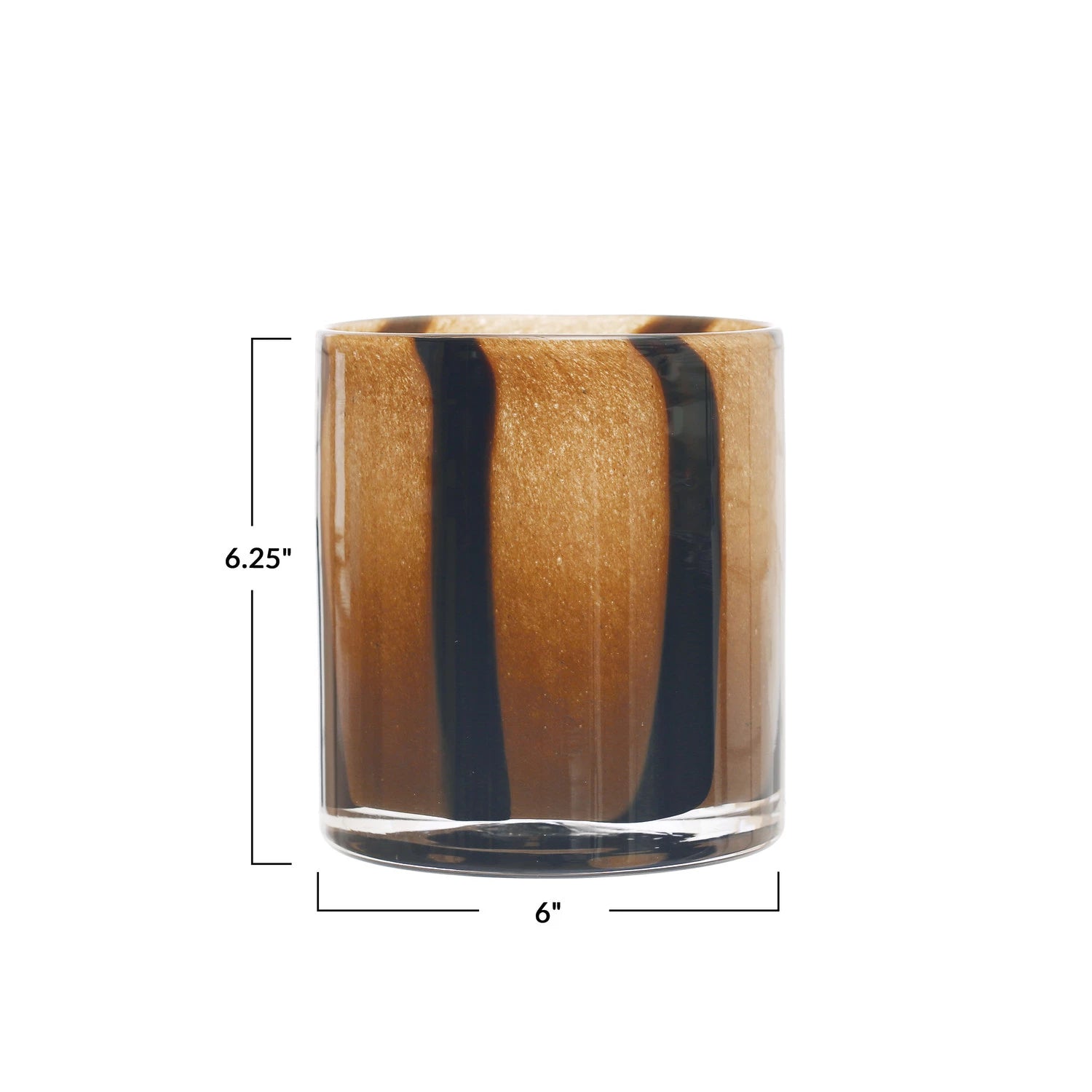 Brown Glass Candle Holder/Vase w/ Stripes