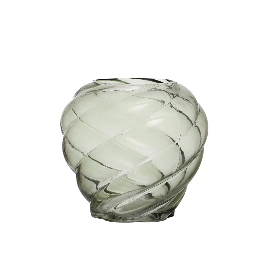 Green Twisted Glass Vase