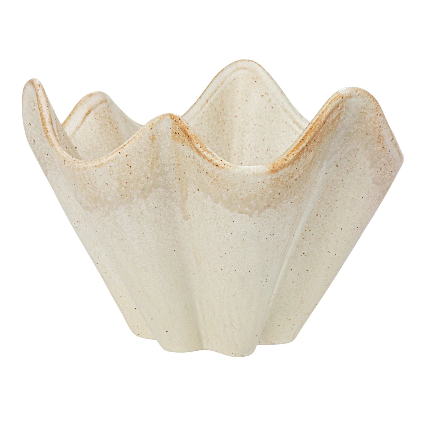 Cream Pleated Stoneware Bowl