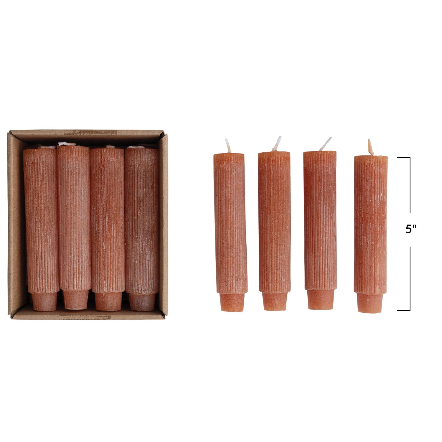 Spice 5"H Unscented Pleated Taper Candles in Box*