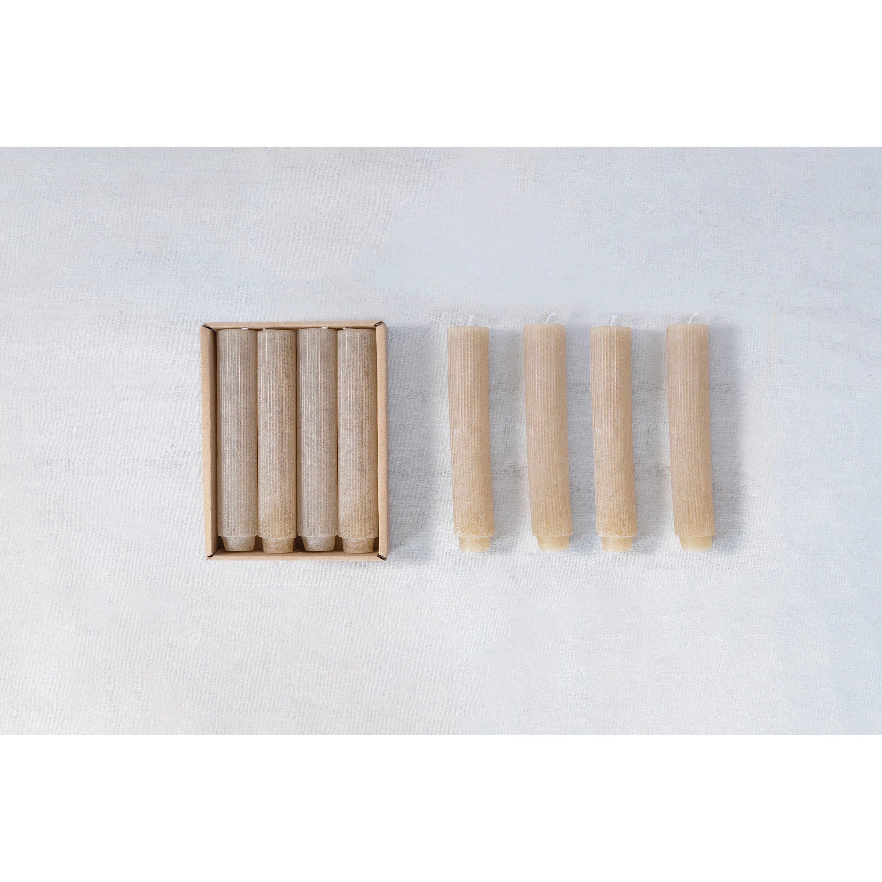 Linen 5" Unscented Pleated Taper Candle Set