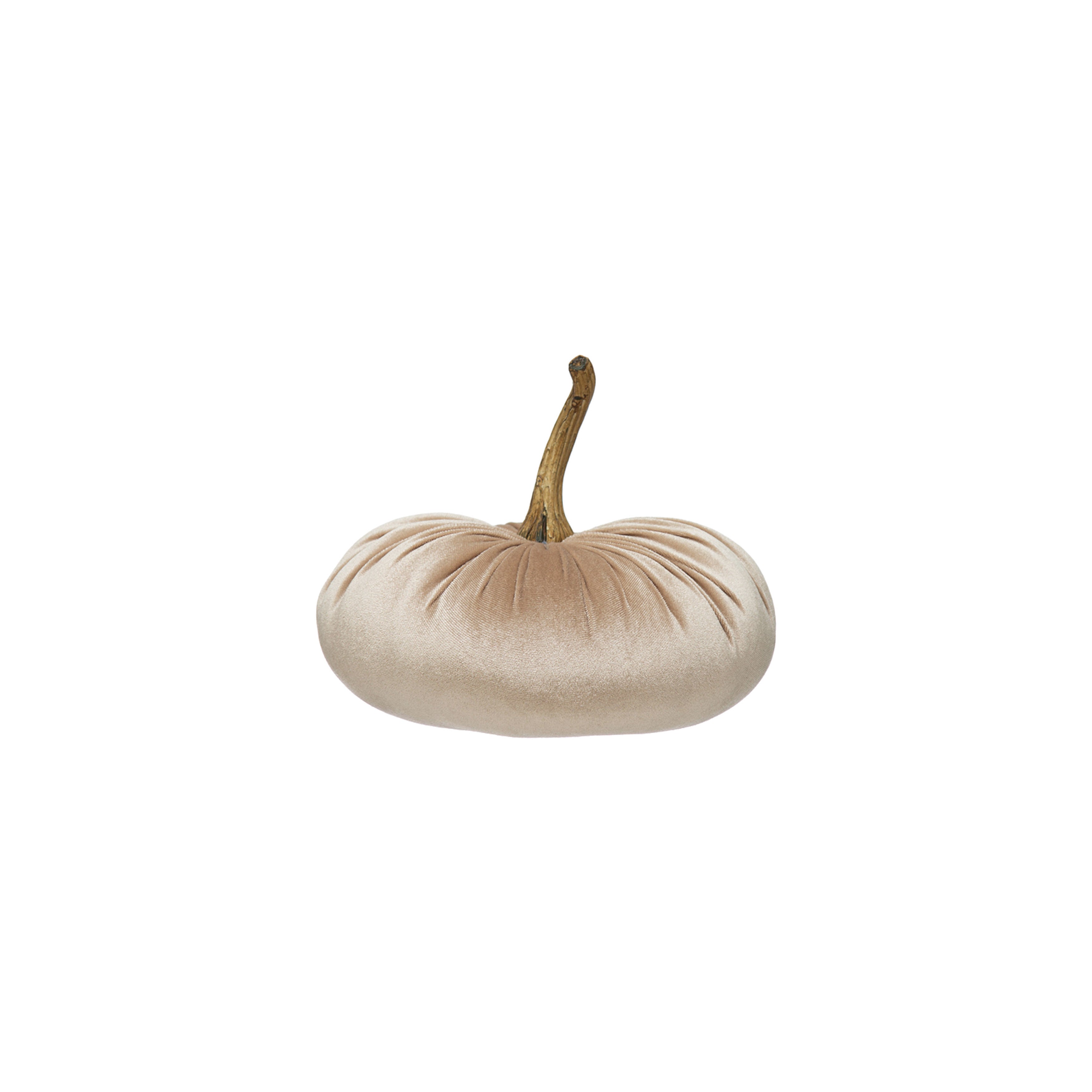 Tan Velvet Pumpkin with Resin Stem