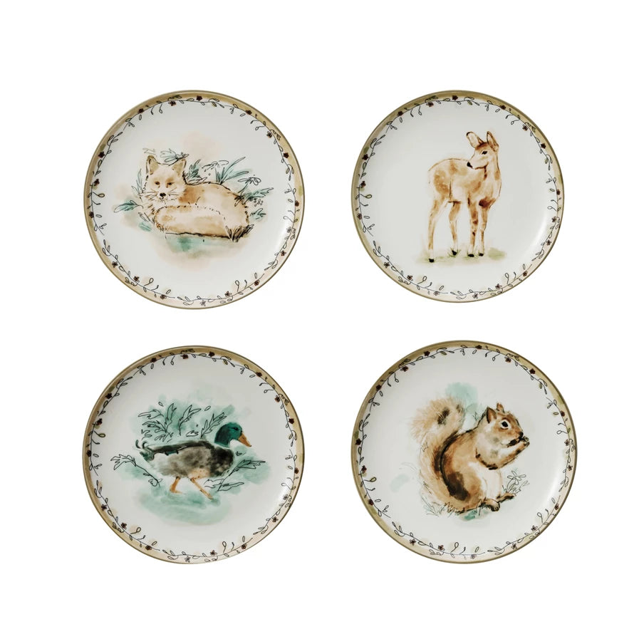 Animal Plate w/ Floral Edge