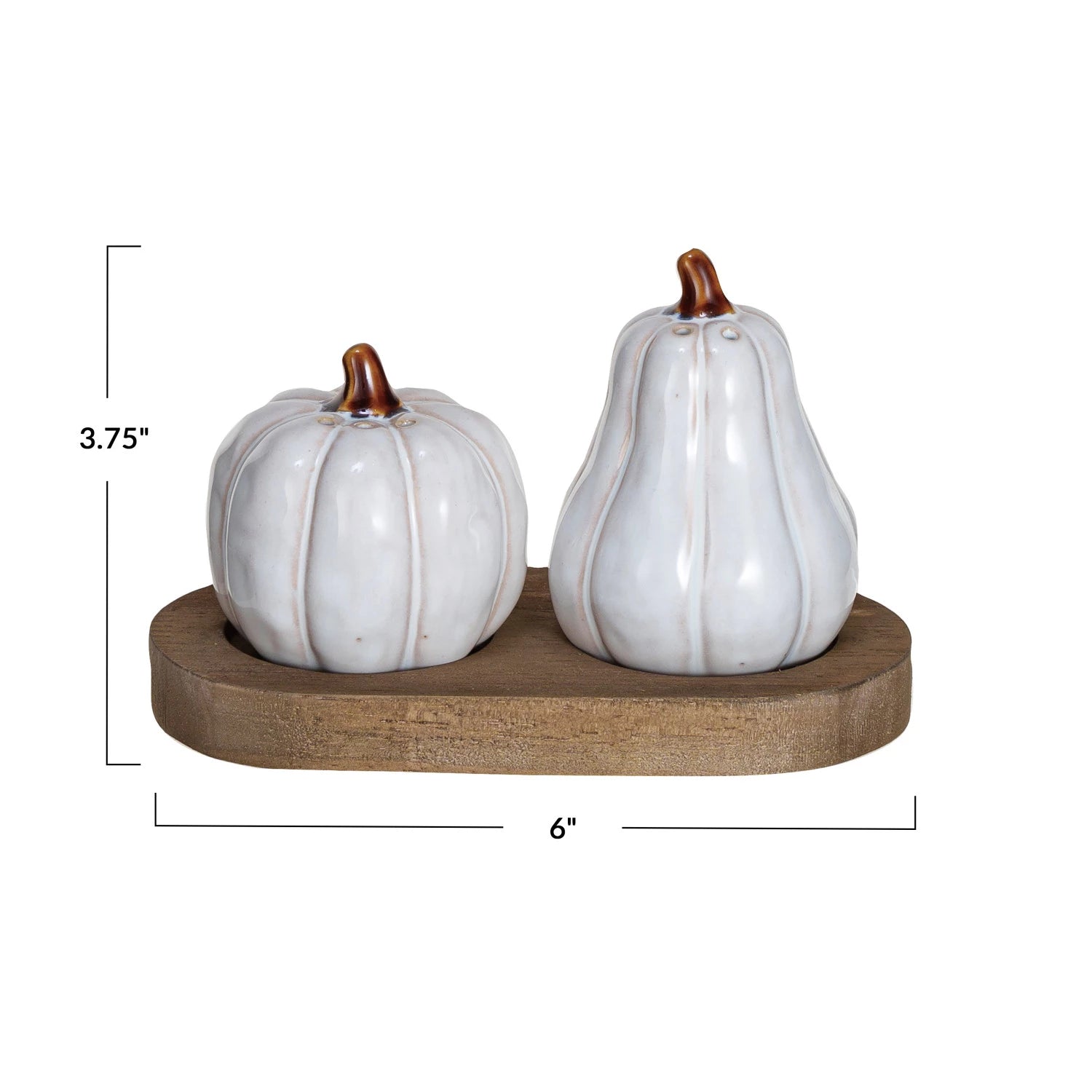 Pumpkin Salt & Pepper Shakers w/ Wood Tray