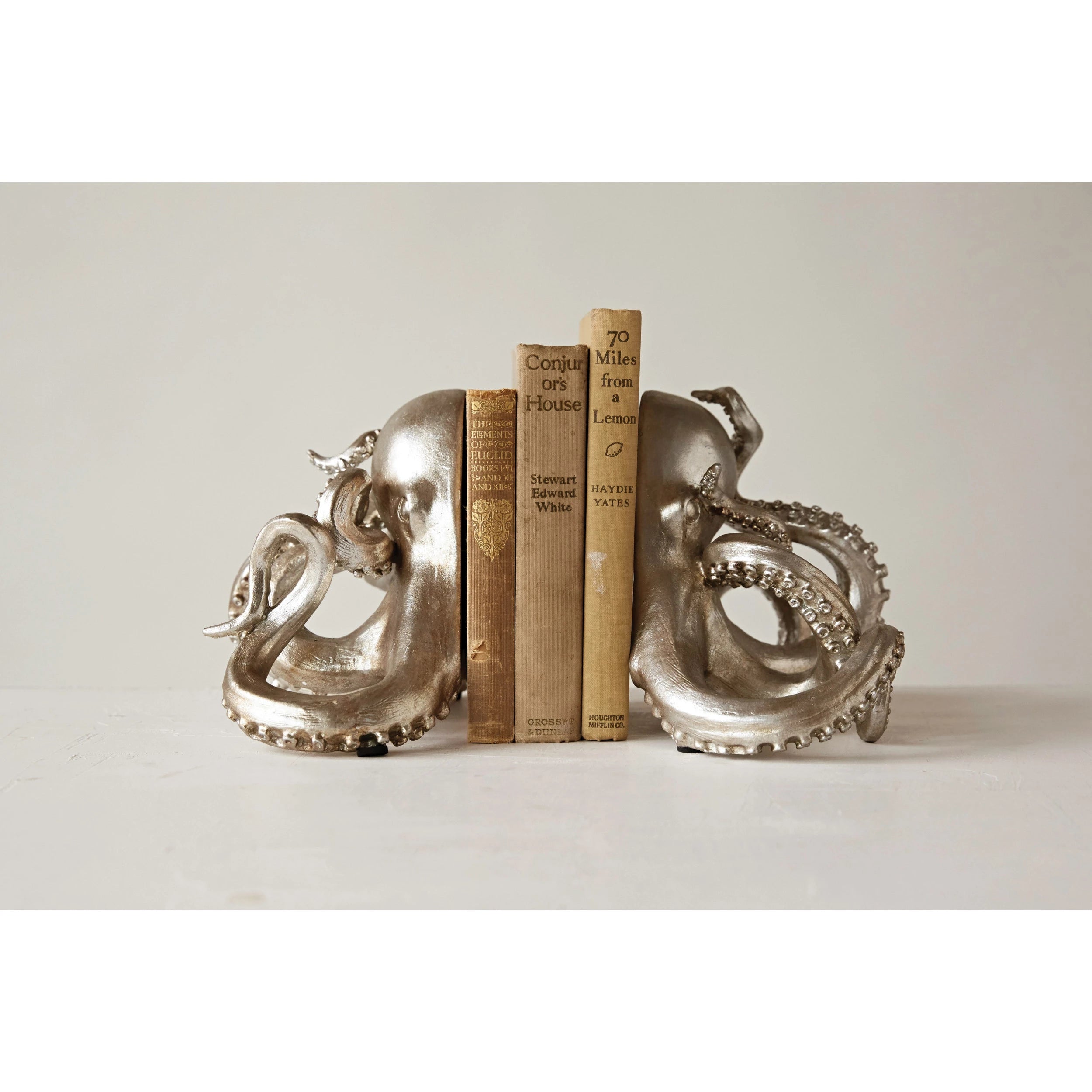 Silver Octopus Bookends