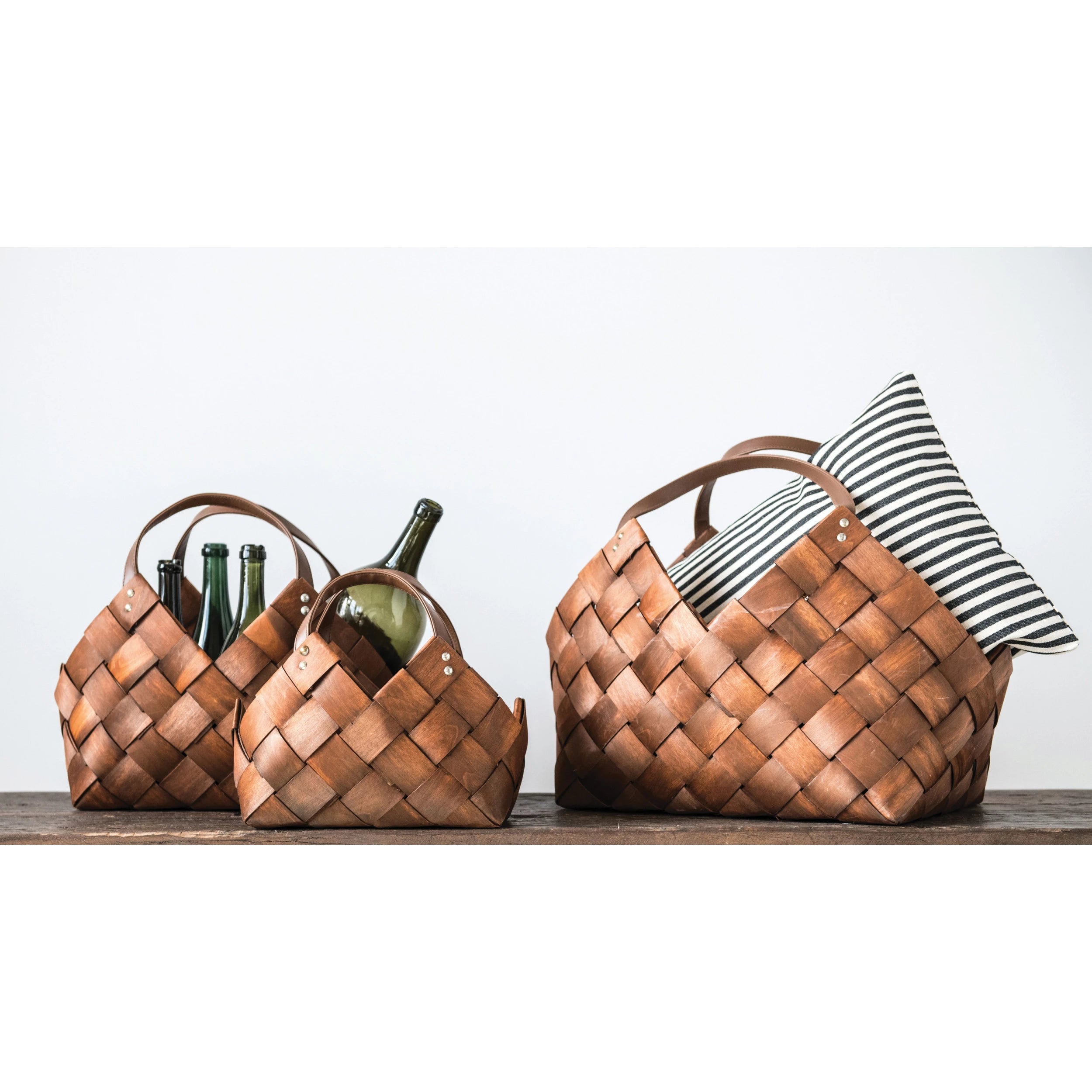 Woven Seagrass Basket with Leather Handles