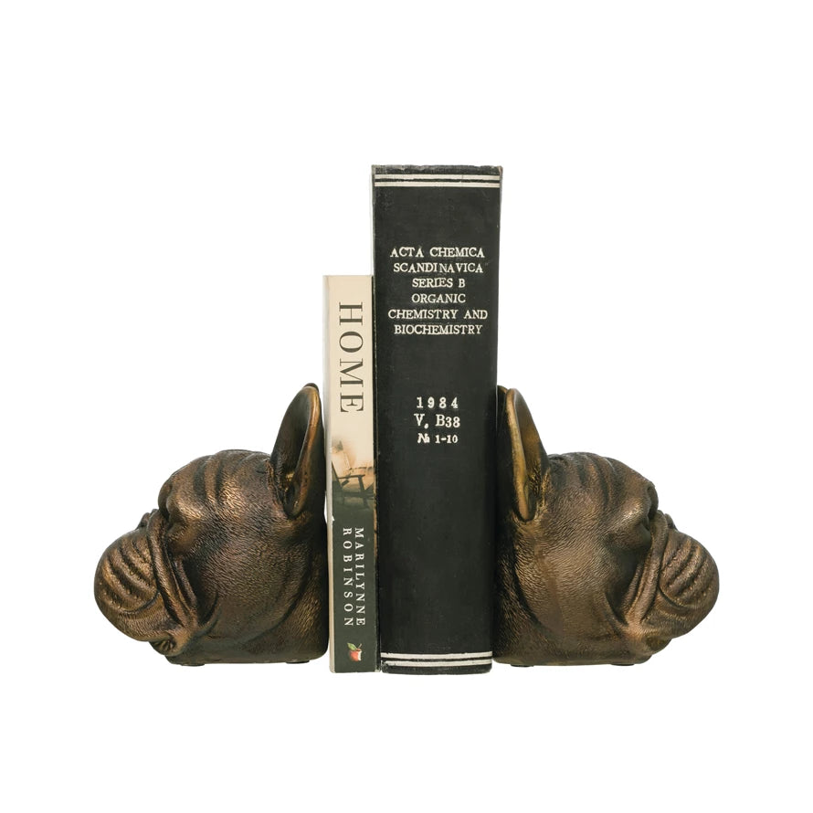 Dog Head Bookends with Antique Finish