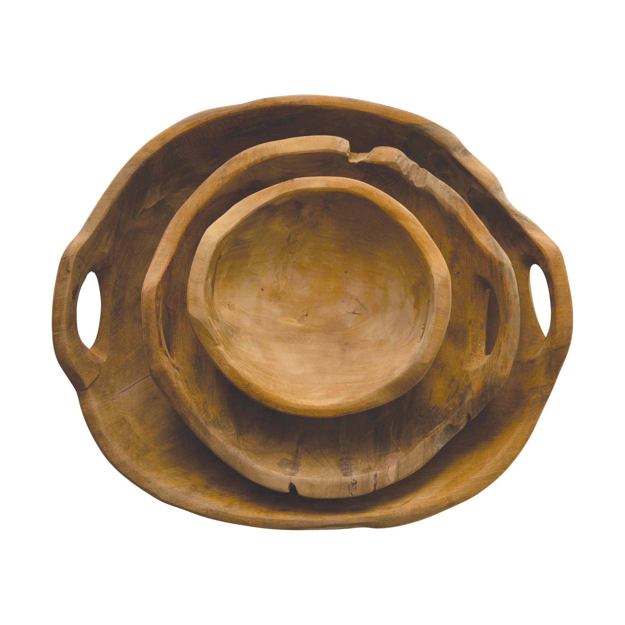 Teak Wood Bowls with Handle