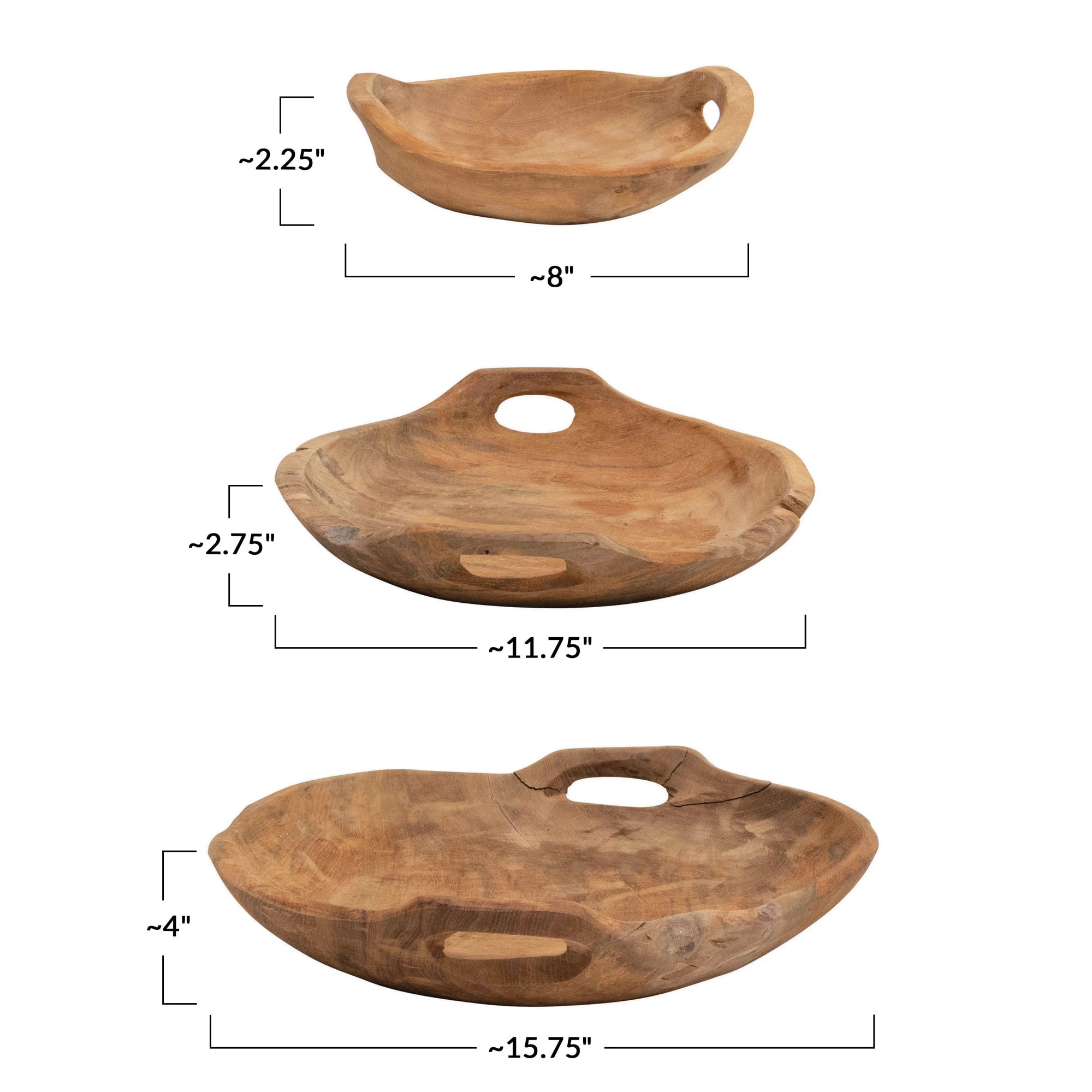 Teak Wood Bowls with Handle