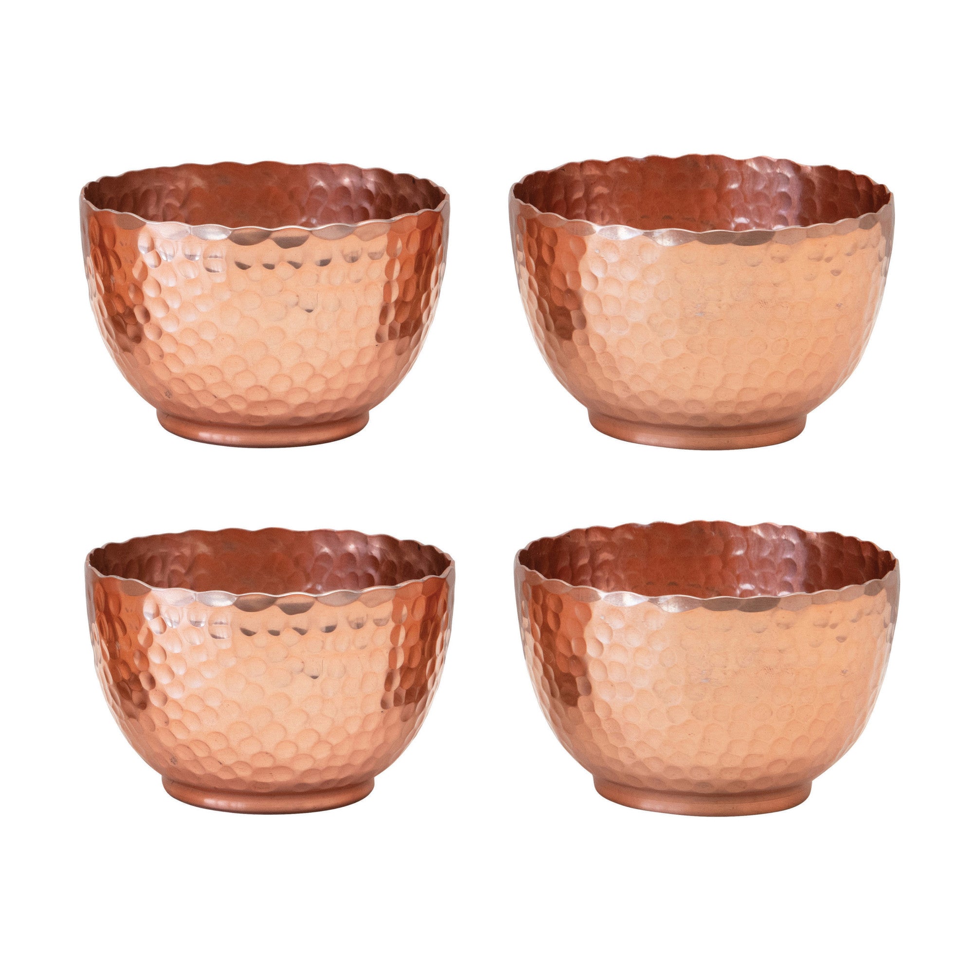 Hammered Copper Metal Bowls w/ Jute Tie Set of 4*