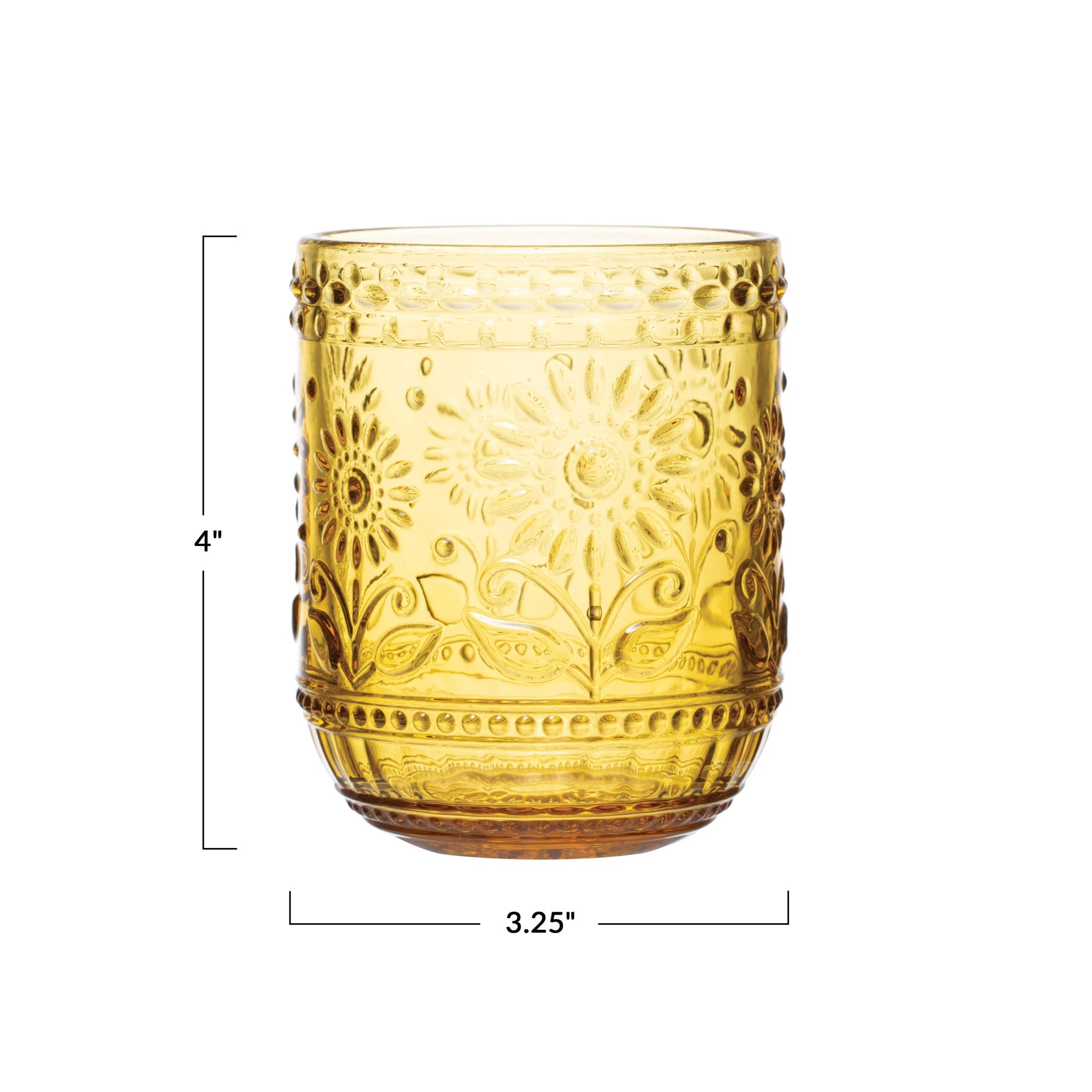 Embossed Amber Drinking Glass