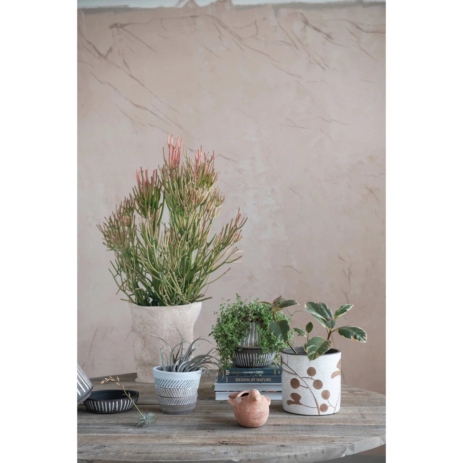 Brown Tapered Planter with Saucer