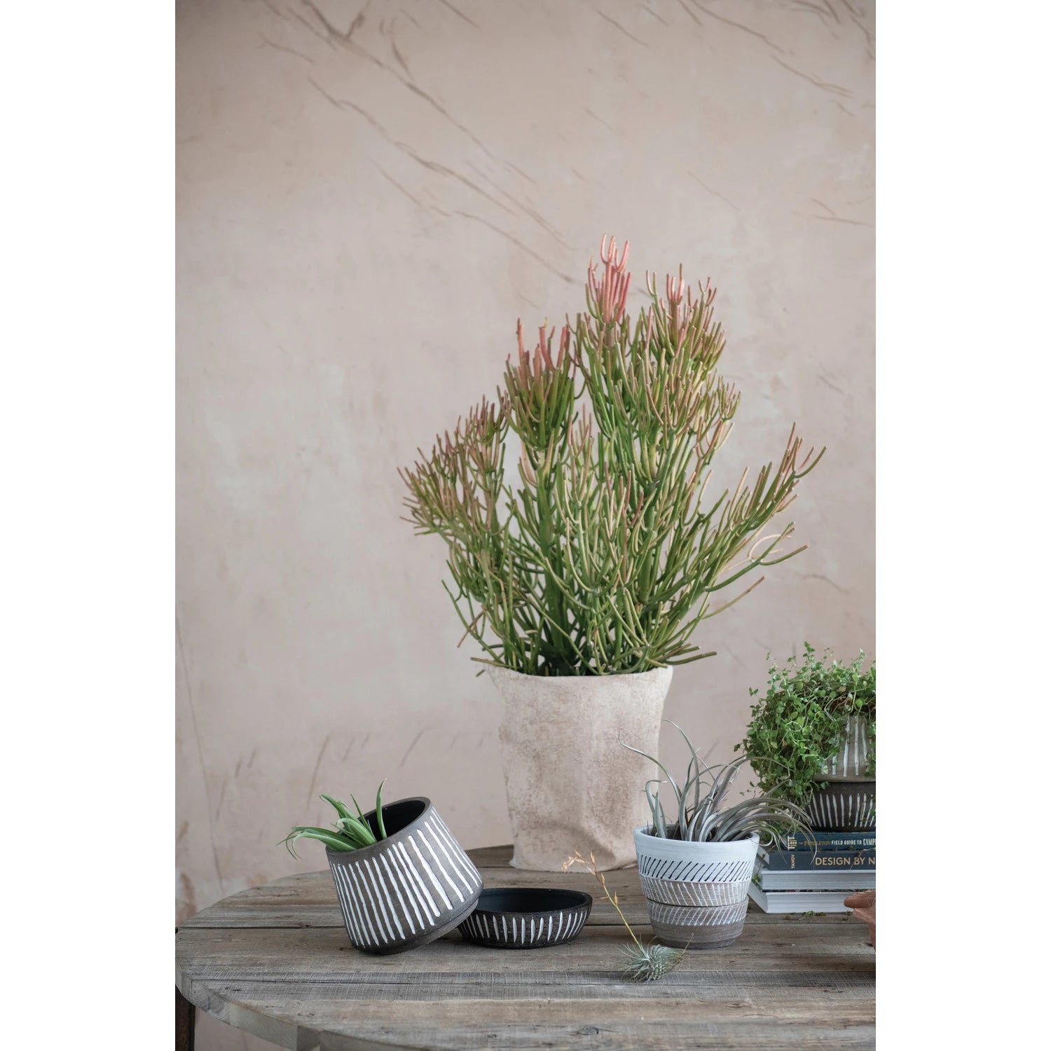 Brown Tapered Planter with Saucer