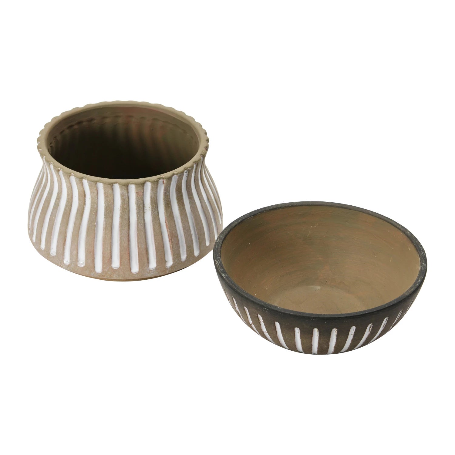 Brown Tapered Planter with Saucer