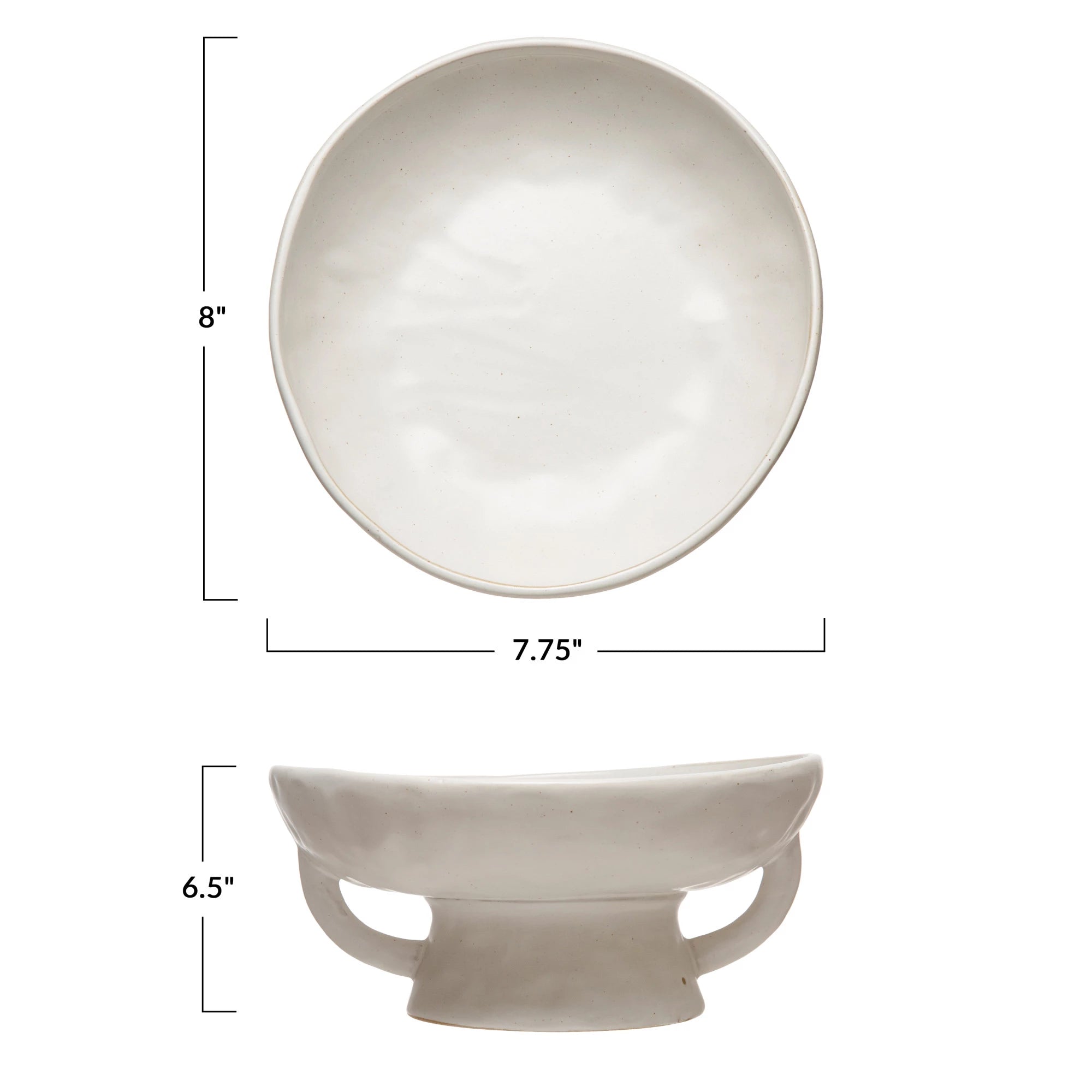 Matte White Stoneware Footed Pedestal/Bowl w/ Handles