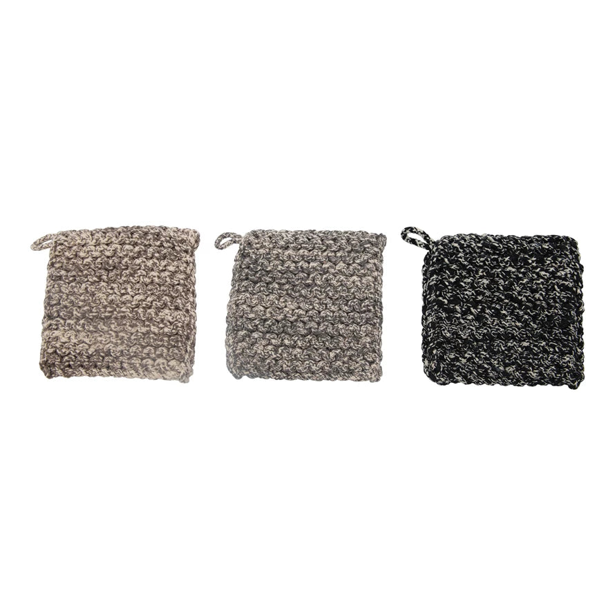Melange Cotton Crocheted Pot Holder 3 Colors