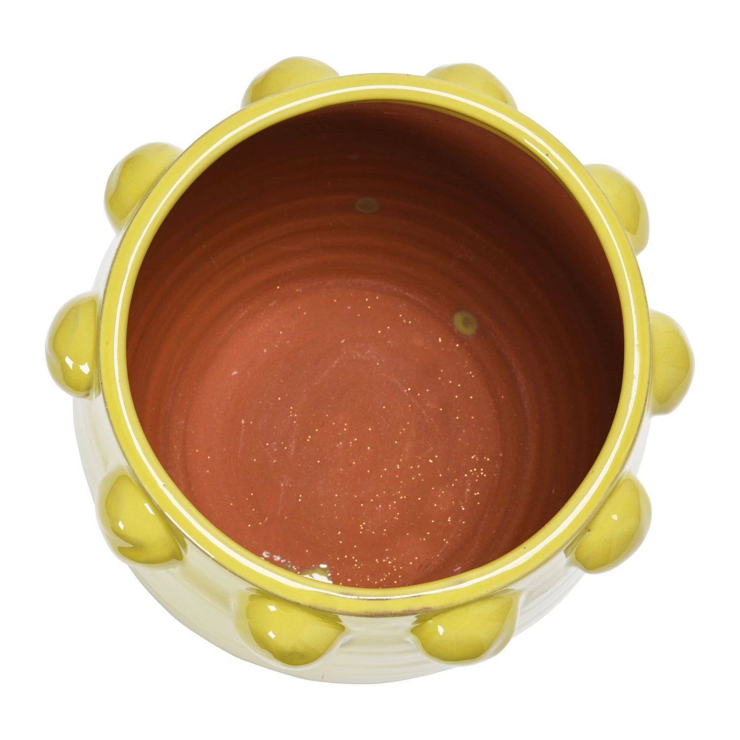 Chartreuse Terracotta Planter with Hobnail Trim