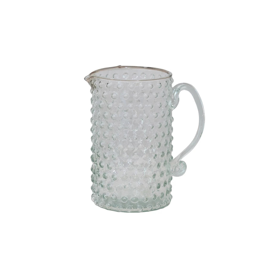 Hobnail Hand-blown Glass Pitcher