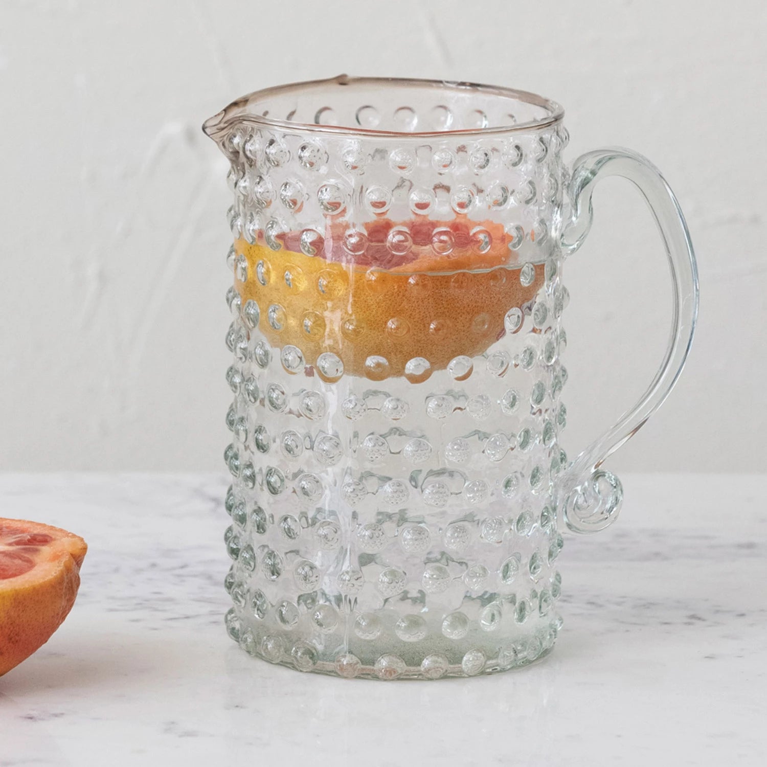 Hobnail Hand-blown Glass Pitcher