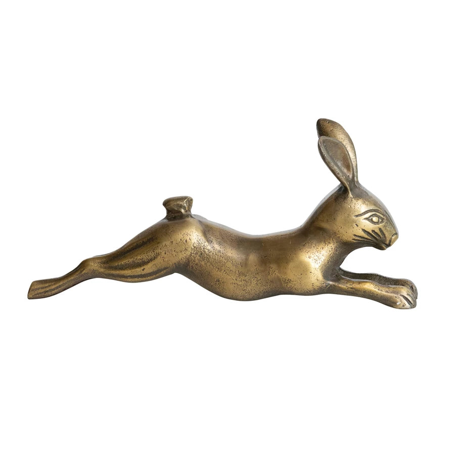 Antique Gold Cast Aluminum Rabbit