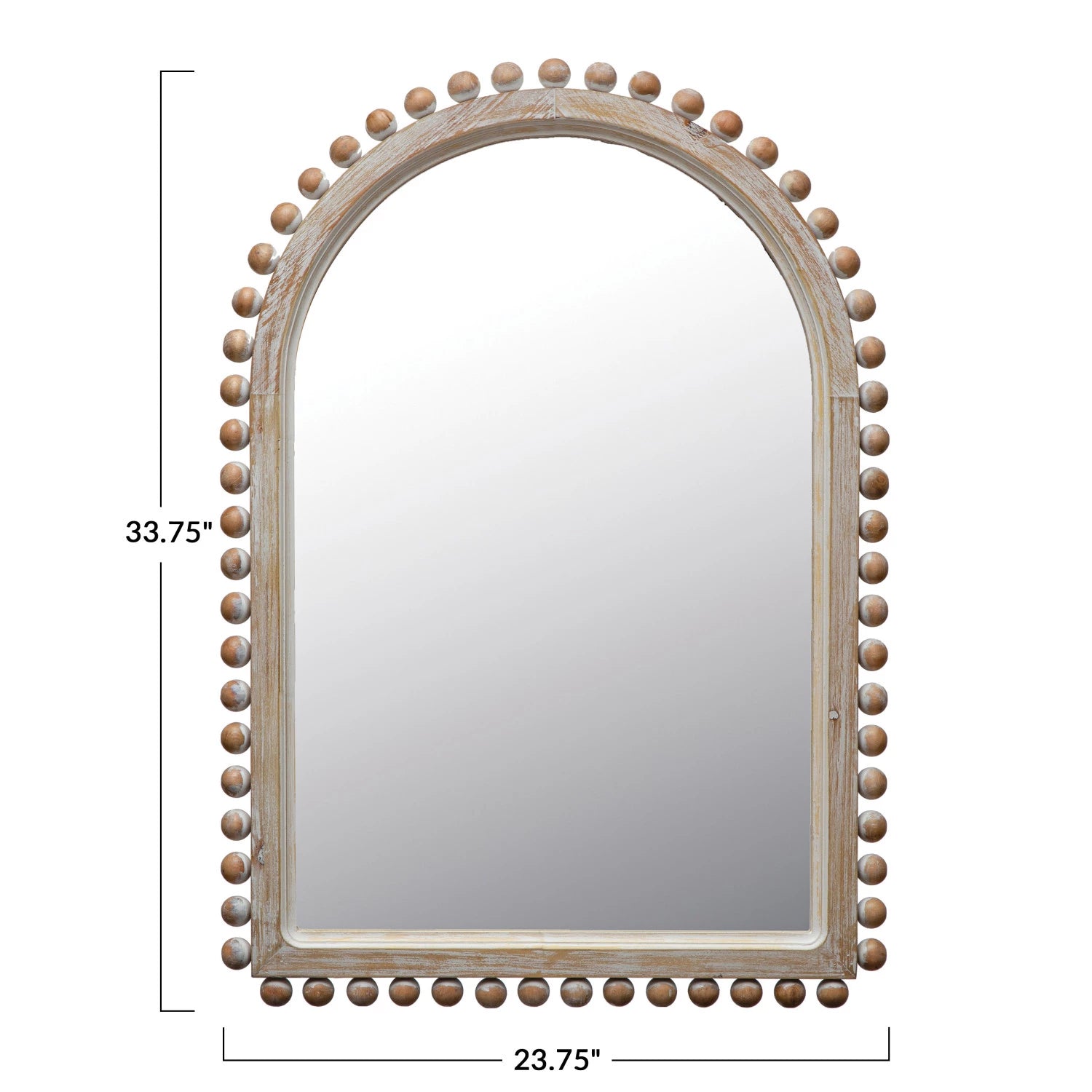 Natural Wood Ball Framed Arched Wall Mirror