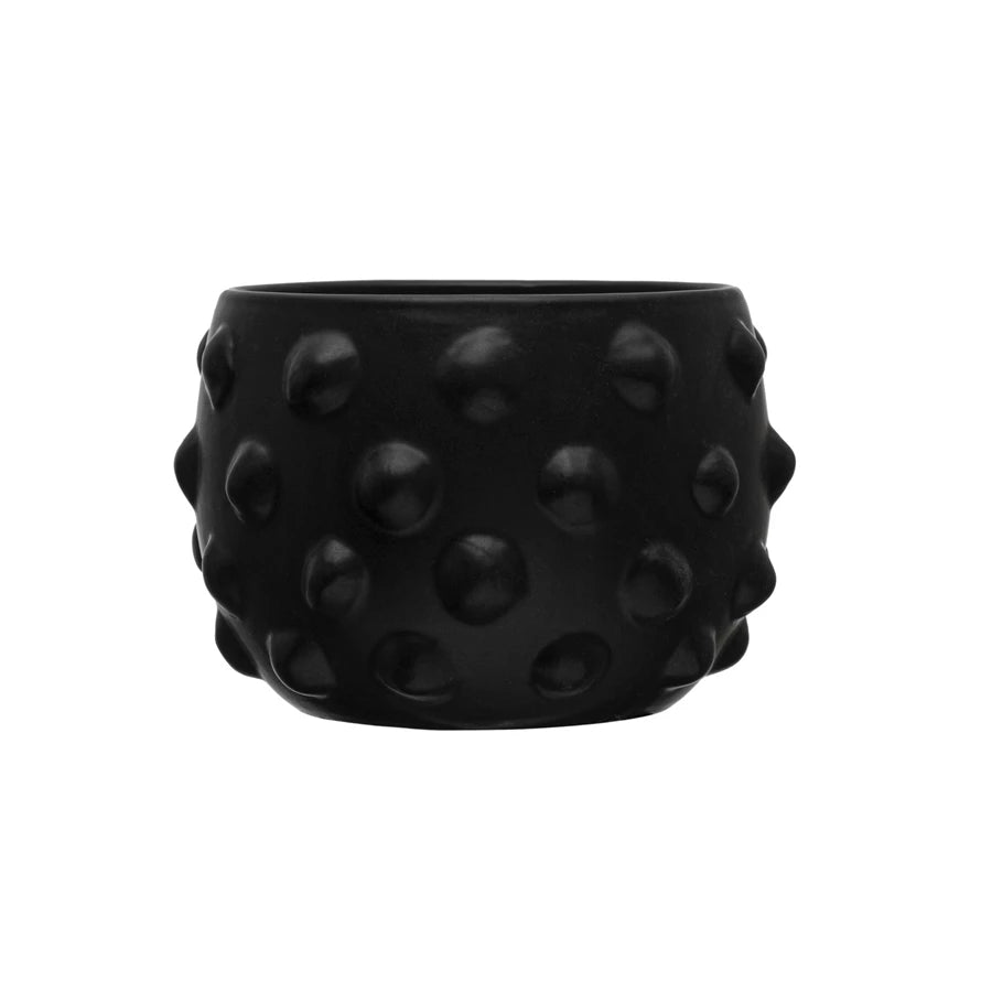 Matte Black Hobnail Terracotta Planter