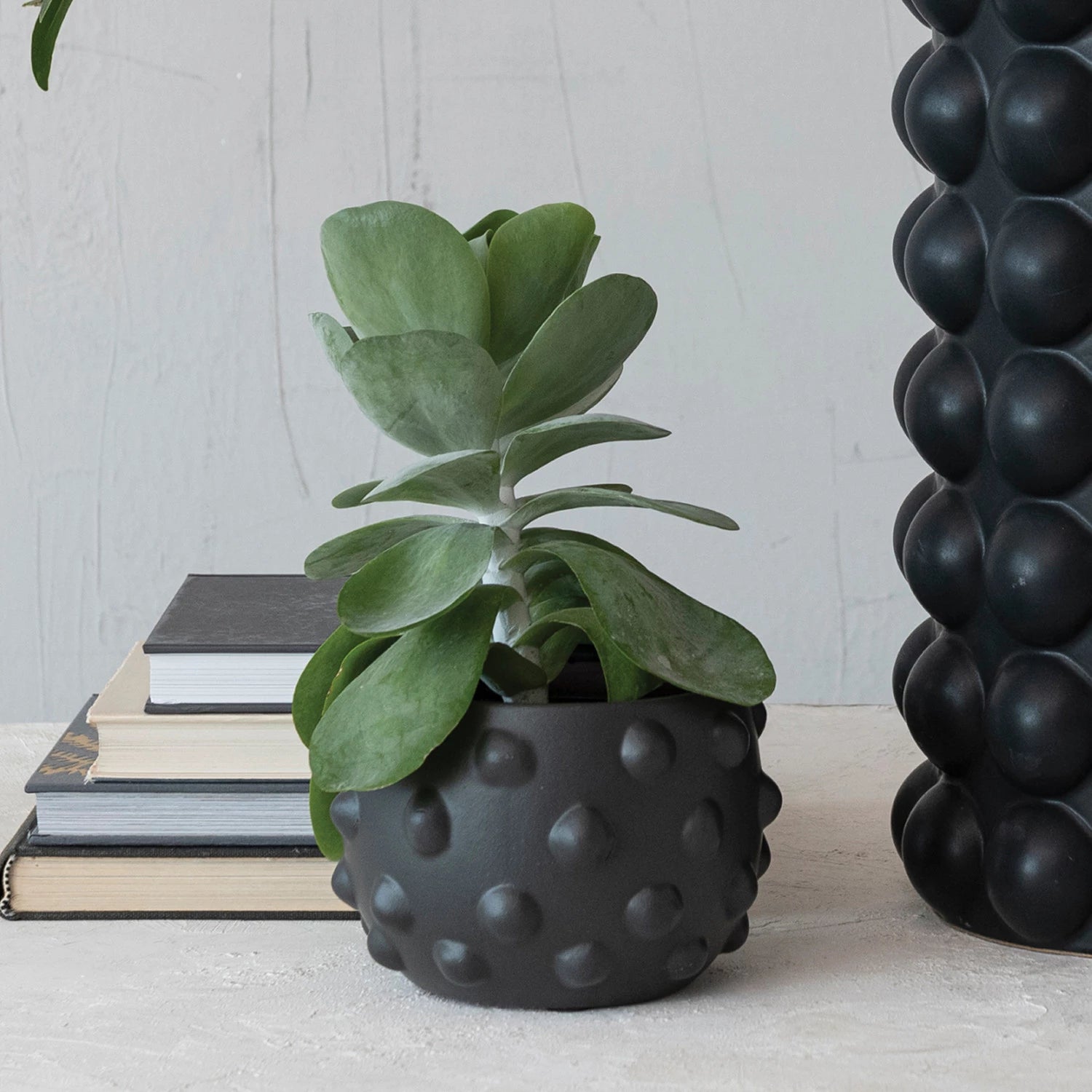 Matte Black Hobnail Terracotta Planter