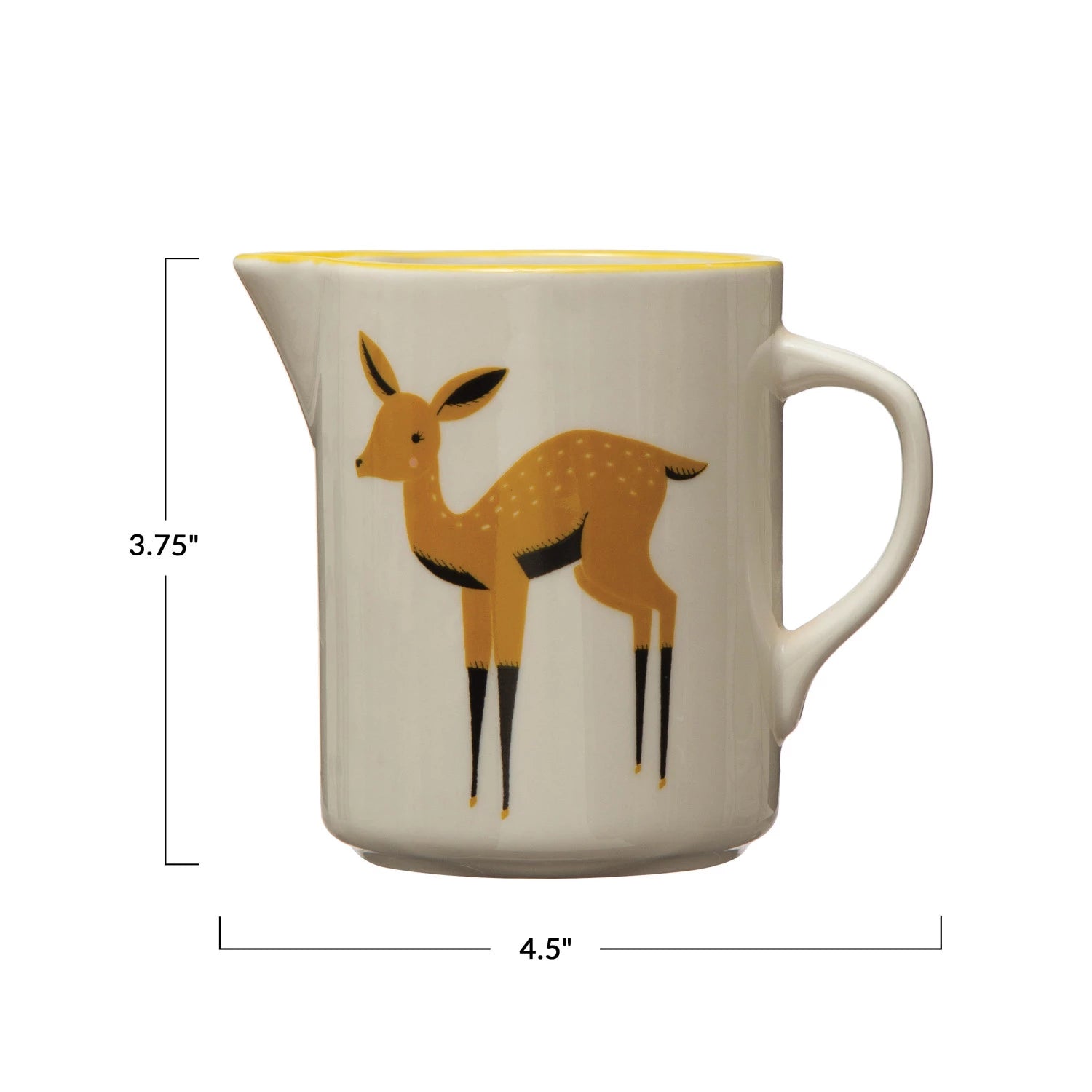 Deer & Yellow Rim Stoneware Creamer Mug