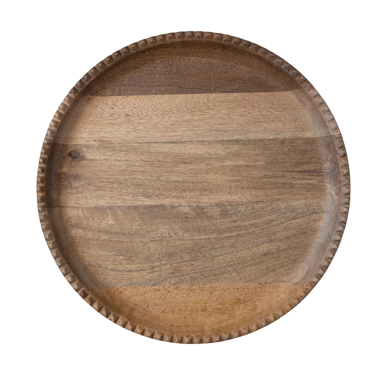 Natural Mango Wood Lazy Susan w/ Scalloped Edge