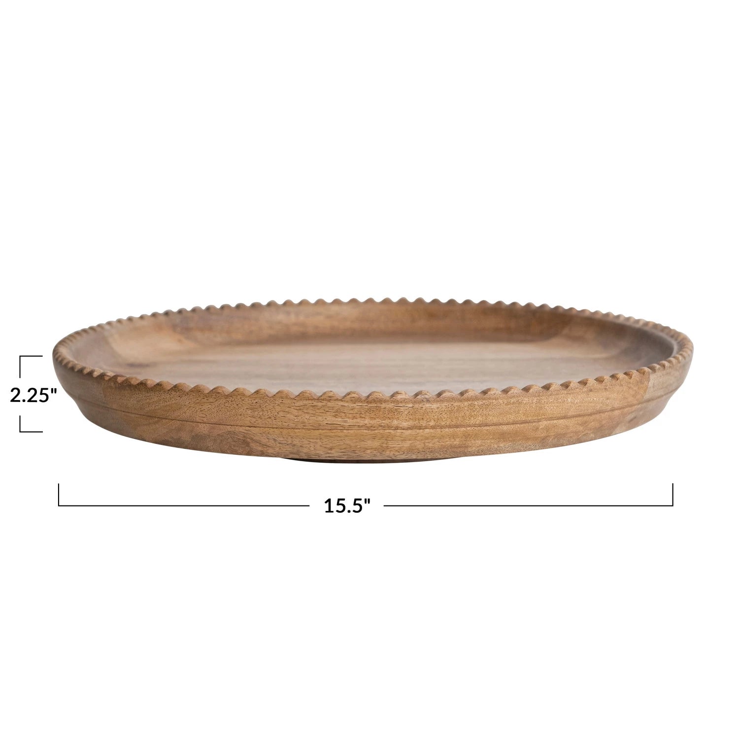 Natural Mango Wood Lazy Susan w/ Scalloped Edge