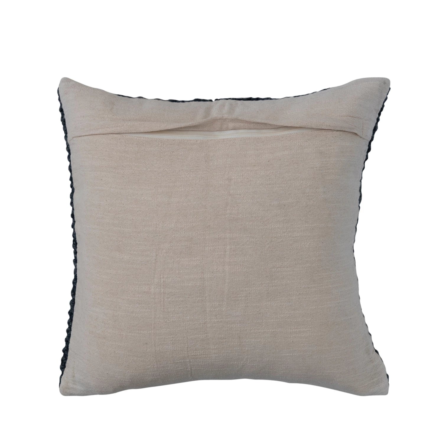 Blue Woven Cotton Cable Knit Pillow w/ Pattern