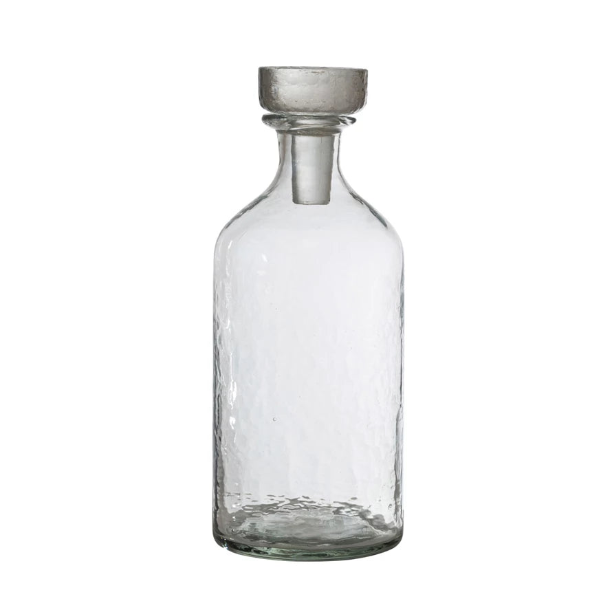 Minimalist Textured Round Glass Decanter