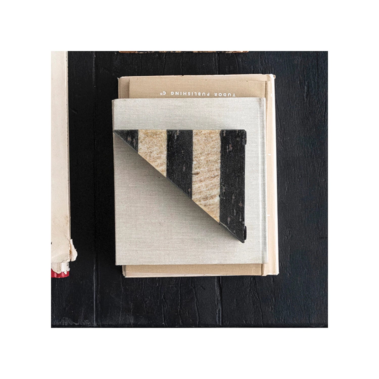 Black & White Striped Marble Bookends