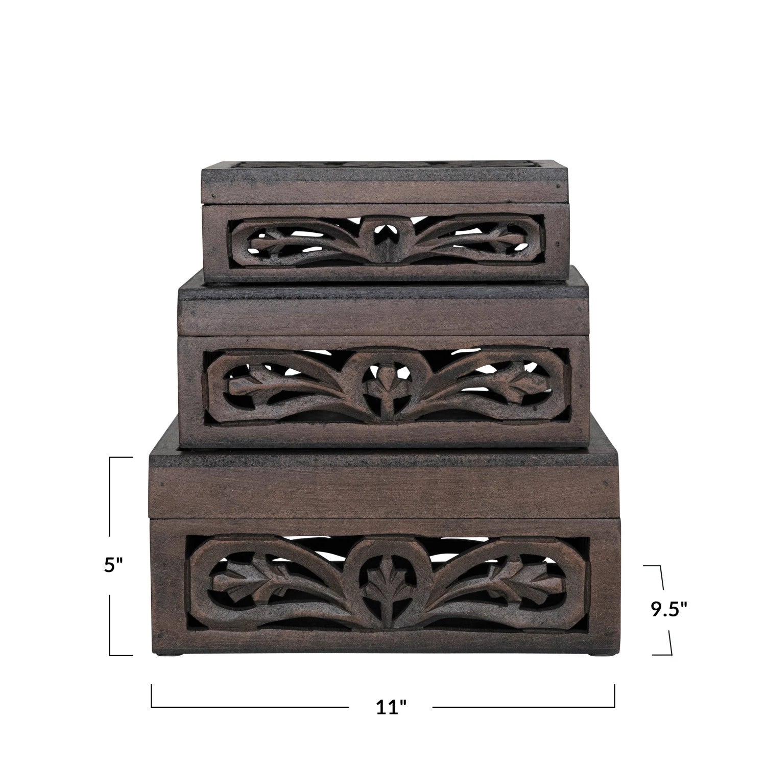 Carved Mango Wood Nesting Boxes