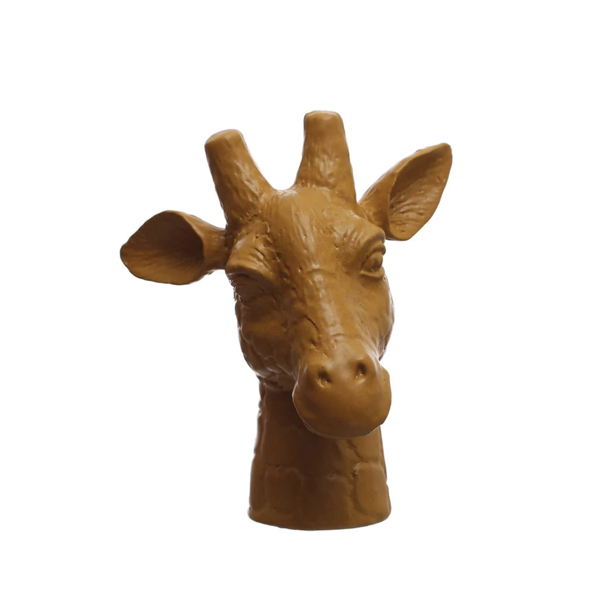 Matte Mustard Stoneware Giraffe Head Vase
