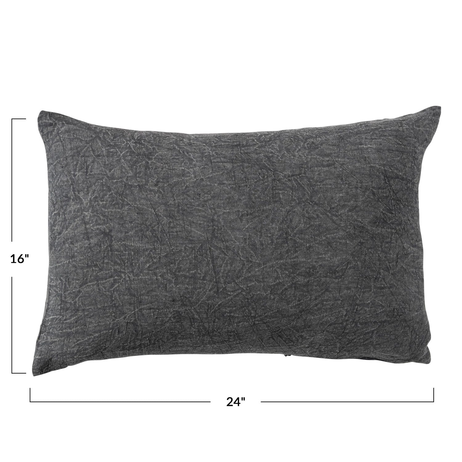 Charcoal Stonewashed Linen Lumbar Pillow