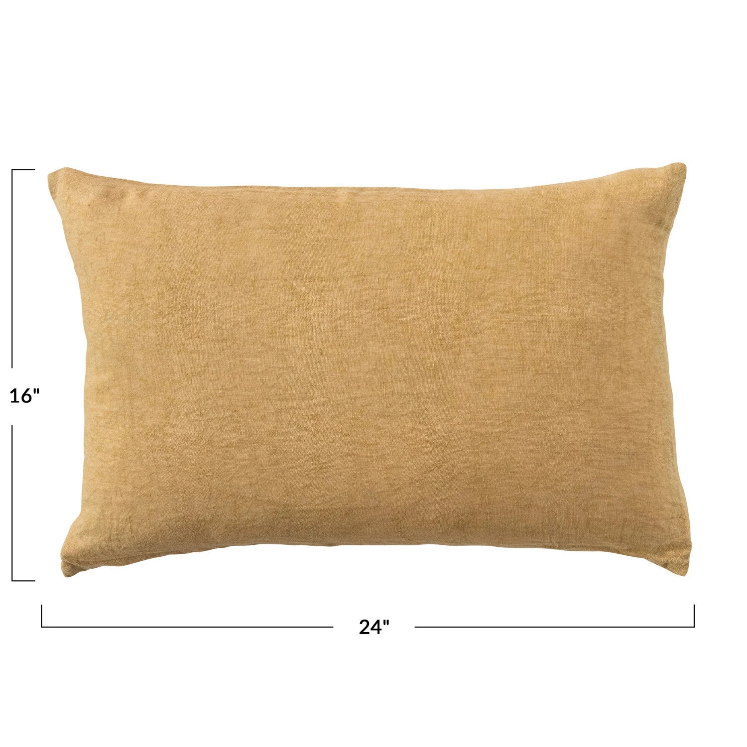 Mustard Stonewashed Linen Lumbar Pillow