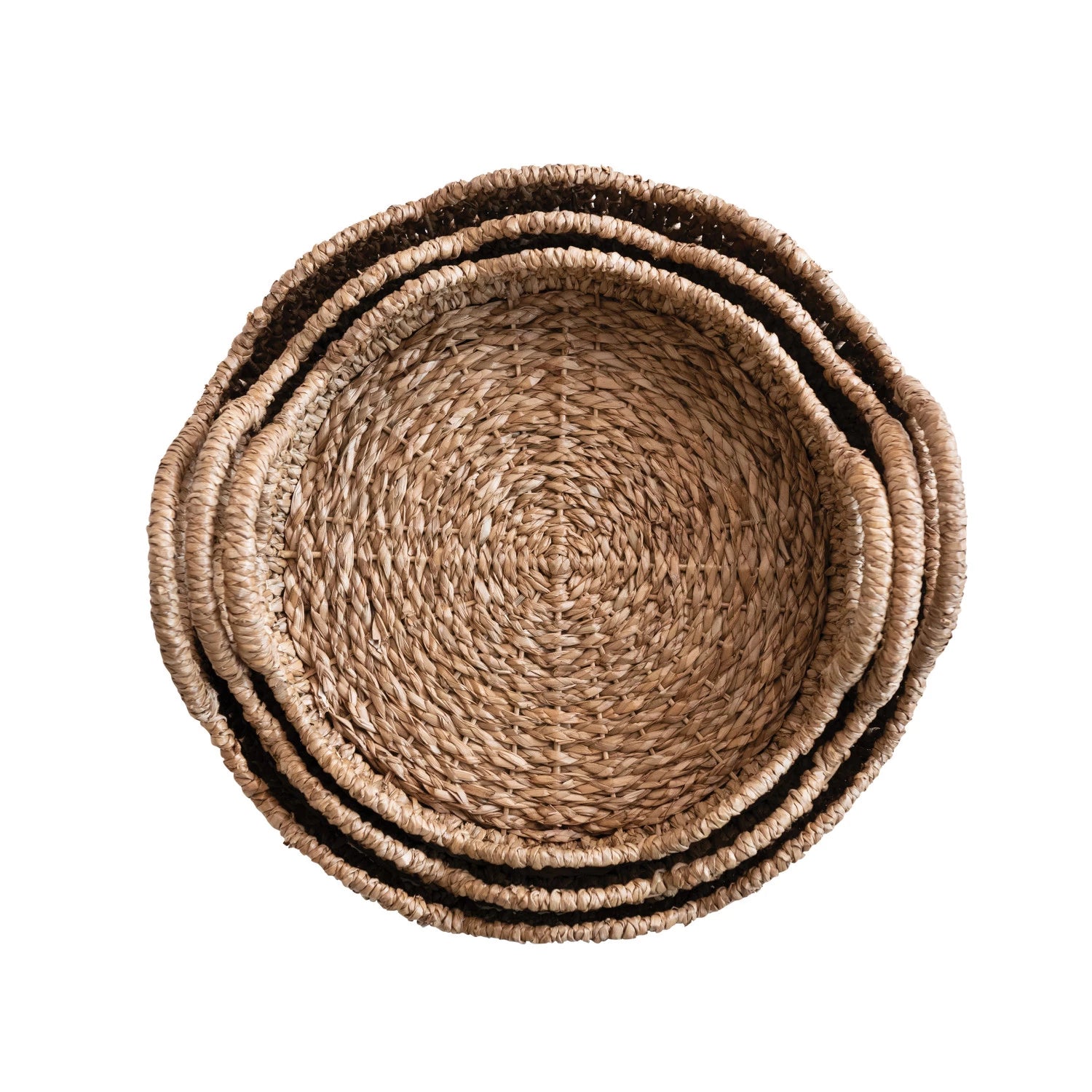 Decorative Braided Rattan Scalloped Trays