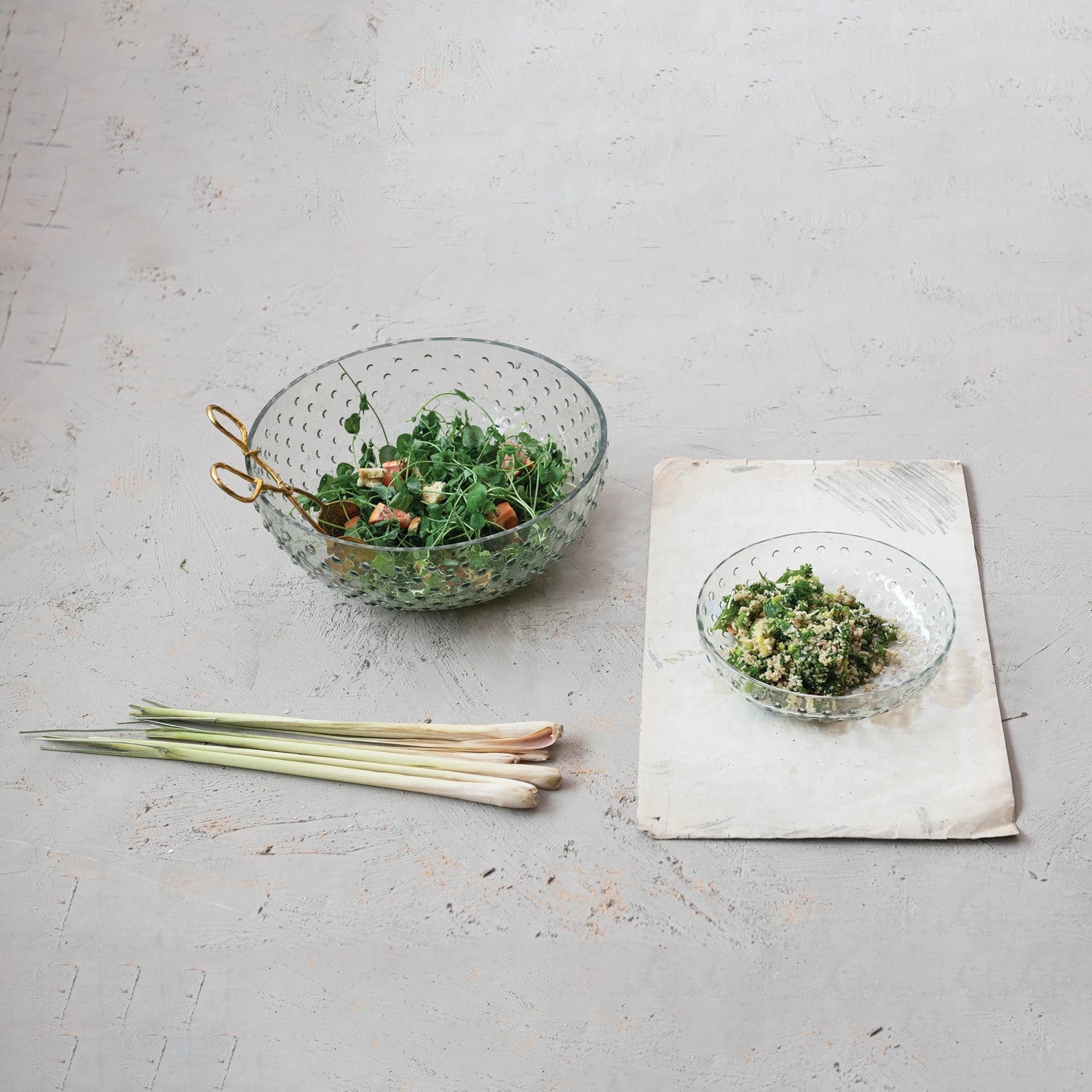 Recycled Glass Hobnail Low Bowl