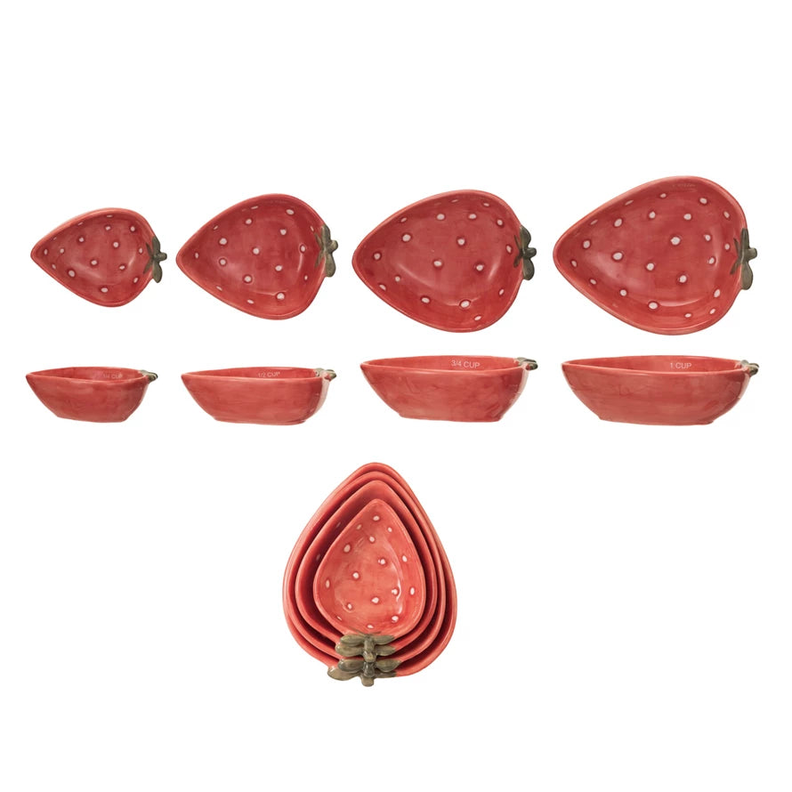 Hand-Painted Strawberry Shaped Measuring Cups