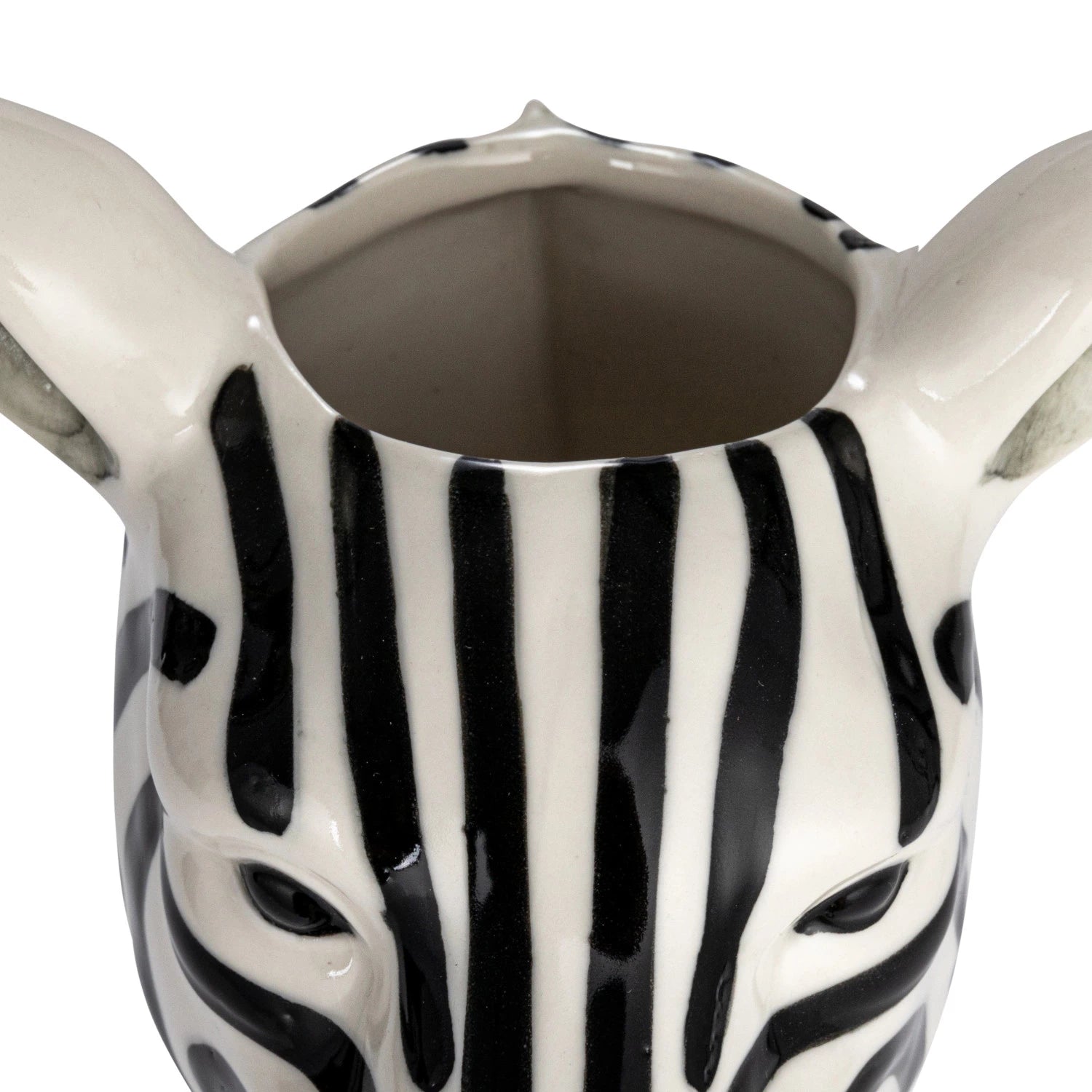 Hand-Painted Stoneware Zebra Vase