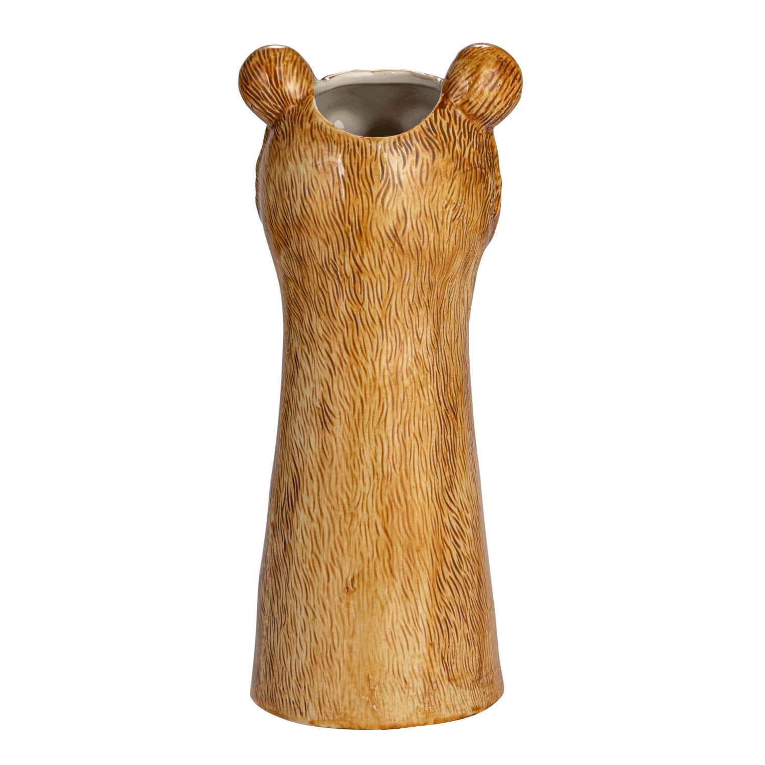 Hand-Painted Stoneware Bear Vase