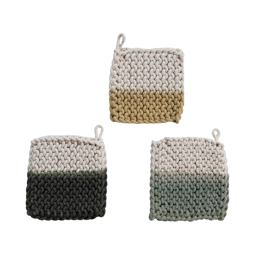 Dip Dyed Crocheted Pot Holder 3 Colors