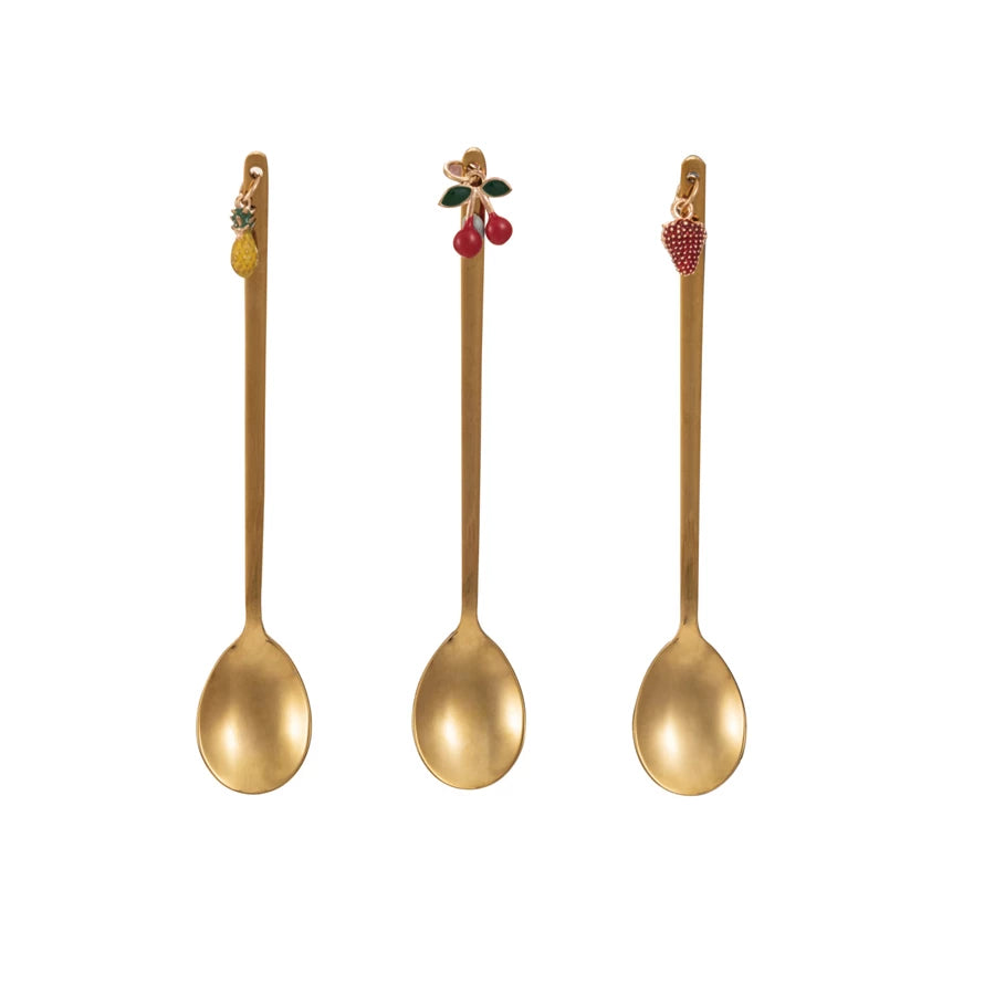 Brass Spoon w/ Cherry/Pineapple/Strawberry Charm