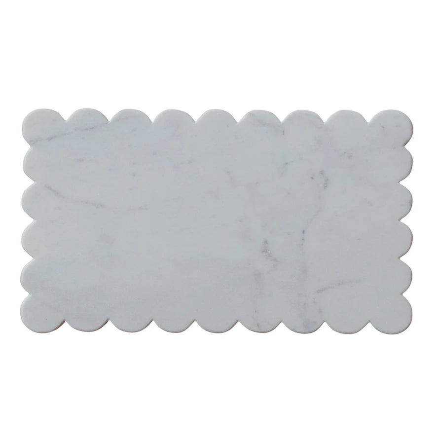 White Scalloped Edge Marble Cheese/Cutting Board