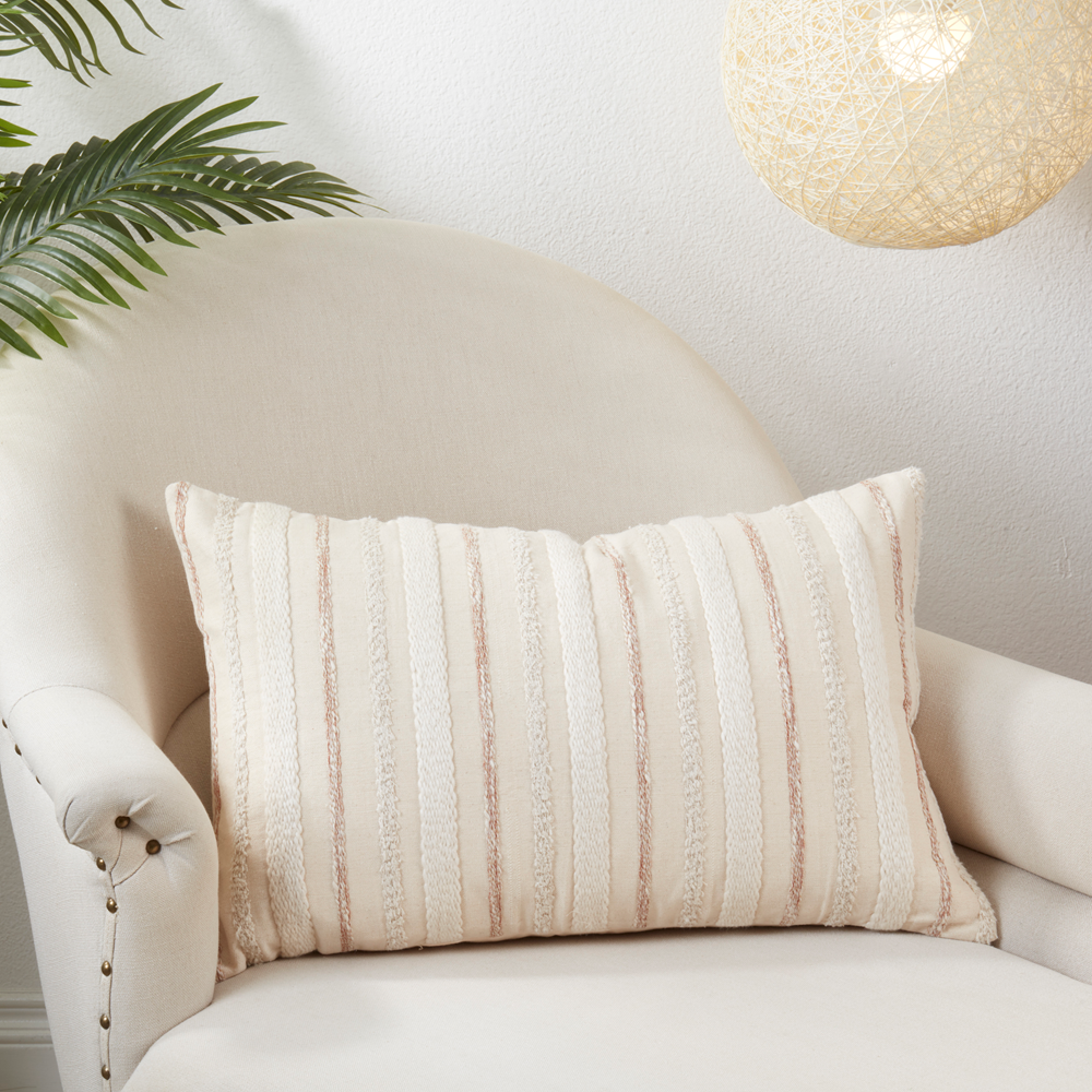 Natural Woven Stripe Lumbar Pillow