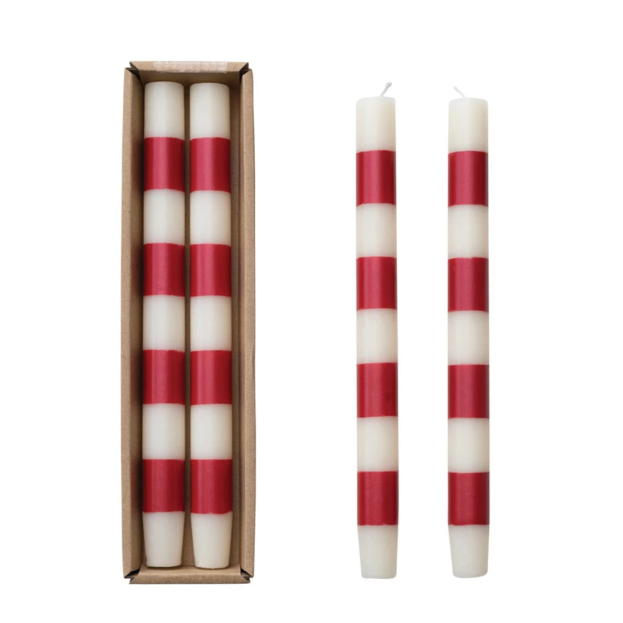 Striped Holiday Taper Candle