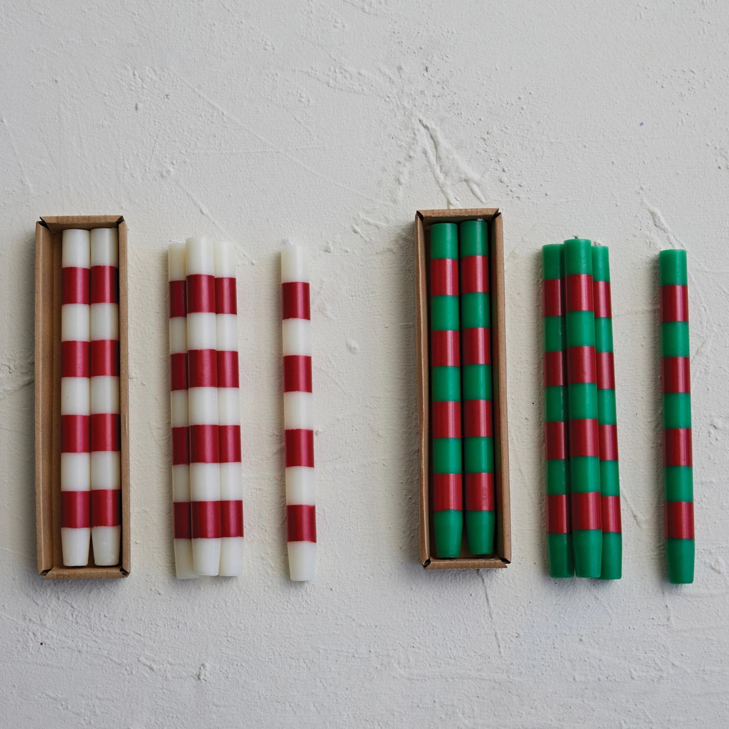 Striped Holiday Taper Candle