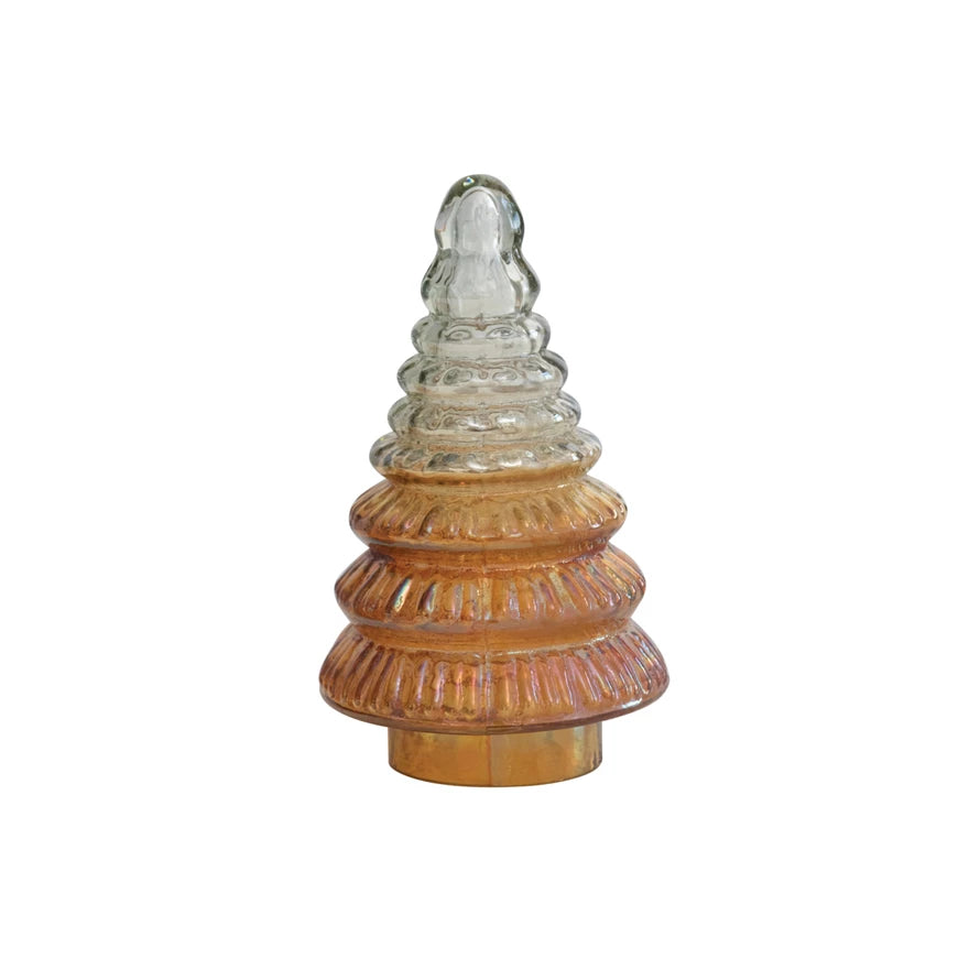 Amber Embossed Two-Tone Mercury Glass Tree